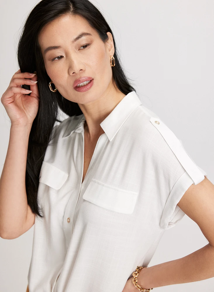 Tie Detail Button Down Blouse
