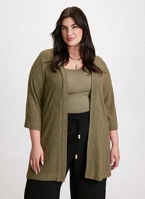 Open Front Textured Cardigan