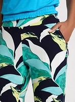 Tropical Print Pull-On Pants