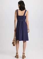 Linen-Blend Button-Down Dress