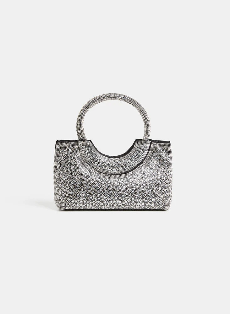 Pochette cristallisée à poignées rondes