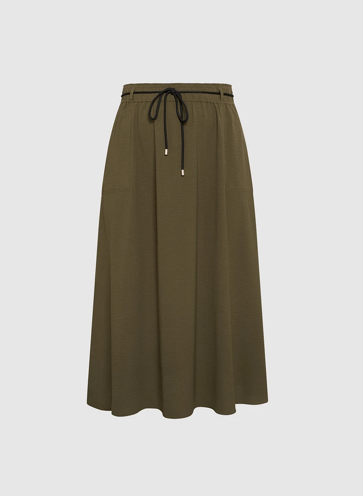 Drawstring Crinkled Maxi Skirt