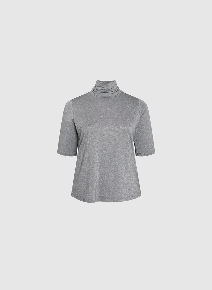 Metallic Mock Neck Top