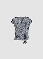 Knotted Leaf Print Top