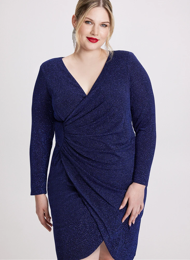 Wrap Style Glitter Knit Dress
