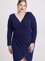 Wrap Style Glitter Knit Dress