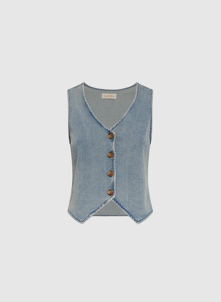 Button-Down Denim Vest