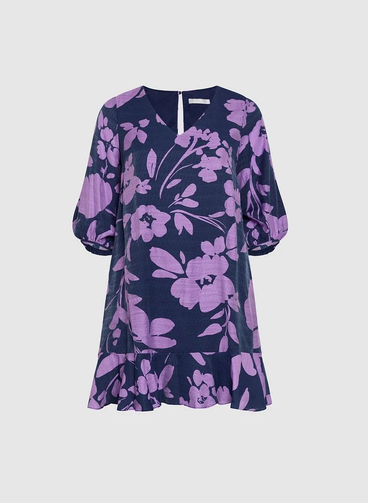 Floral Flounce Hem Dress