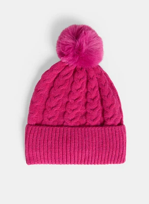 Tuque en tricot à pompon amovible