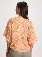 Tie-Waist Poncho-Style Blouse