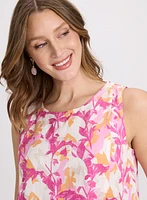 Blouse en lin florale sans manches