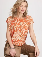 Boat-Neck Paisley Top