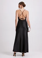 Cowl Neck Satin Dress