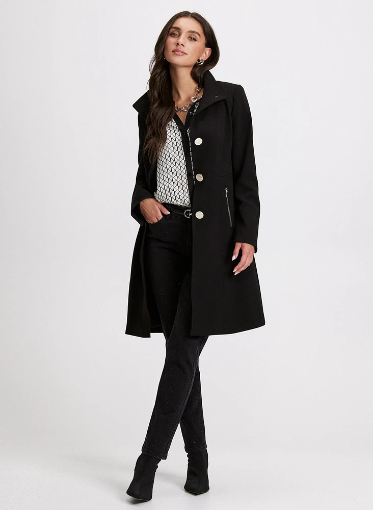 Long Button Detail Coat