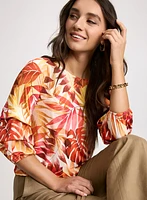 Tropical Pinched Sleeve Top