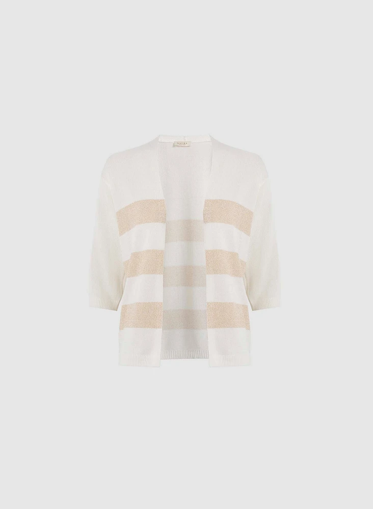 Striped Open-Front Cardigan