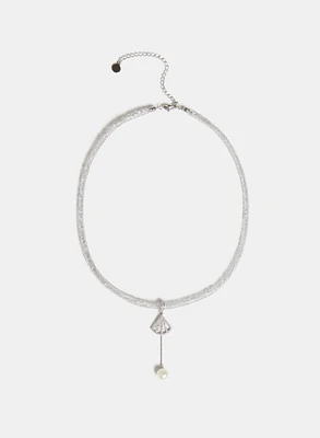 Collier pendentif à éventail et perle