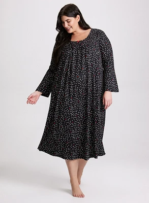 Robe de nuit à motif pois et coeurs