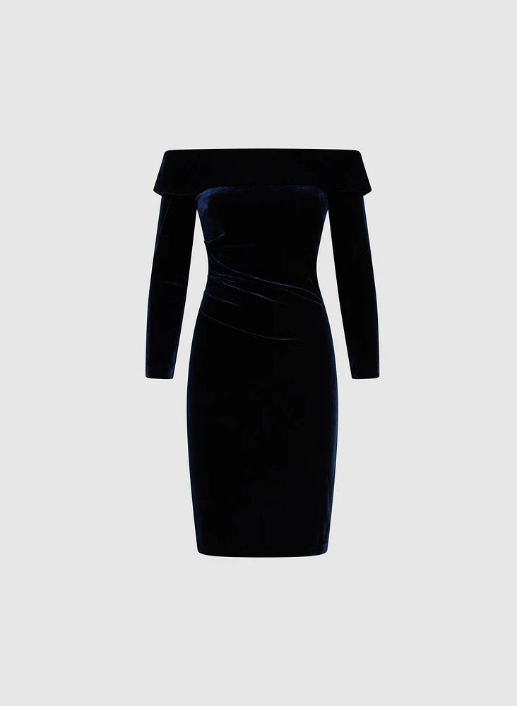 Off-The-Shoulder Velvet Dress