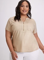 Foil Split V-Neck T-Shirt