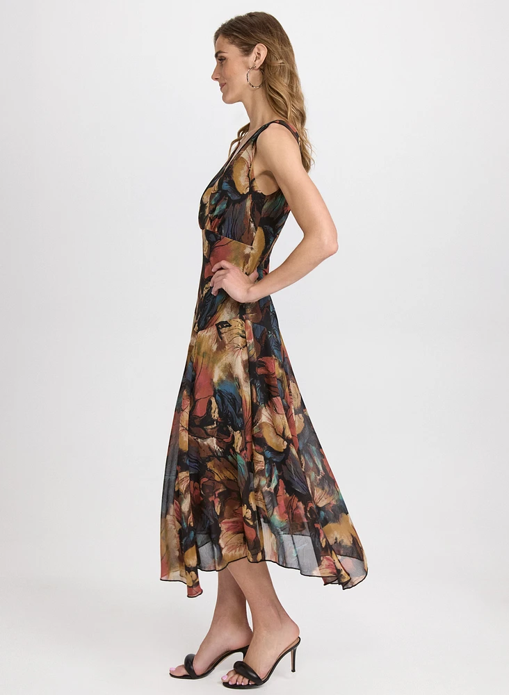 Floral Chiffon Midi Dress