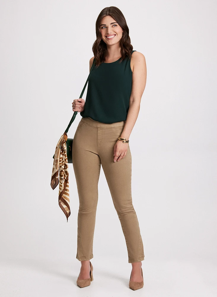 Sleeveless Blouse & Slit Hem Pants
