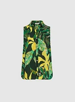 Sleeveless Palm Print Blouse