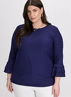 Embroidered Bell Sleeve Top