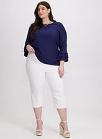 Embroidered Bell Sleeve Top