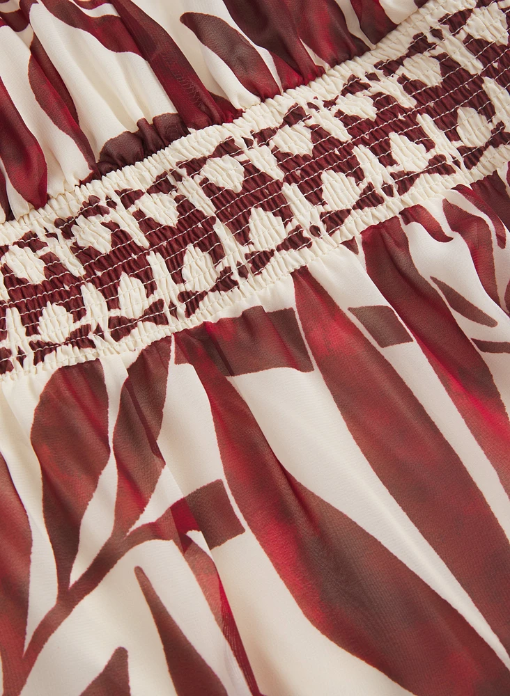 Robe maxi à motif feuilles