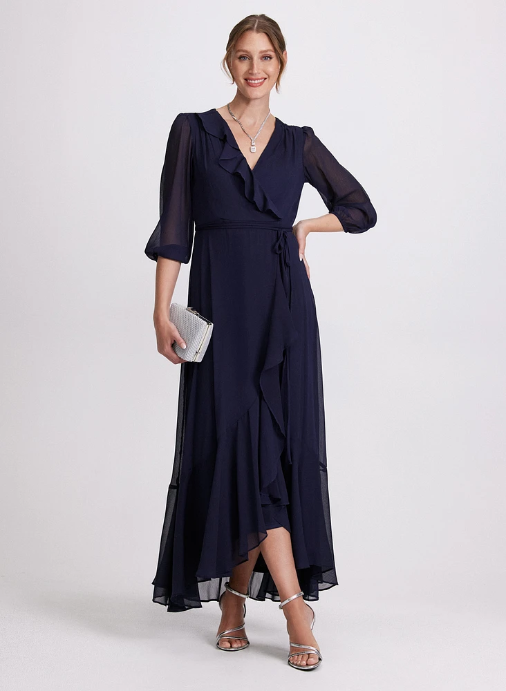 Flounce Front Chiffon Dress
