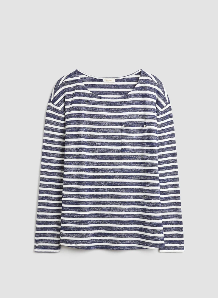 T-shirt rayé à effet délavé