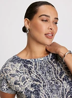 Abstract Rhinestone Embellished T-Shirt