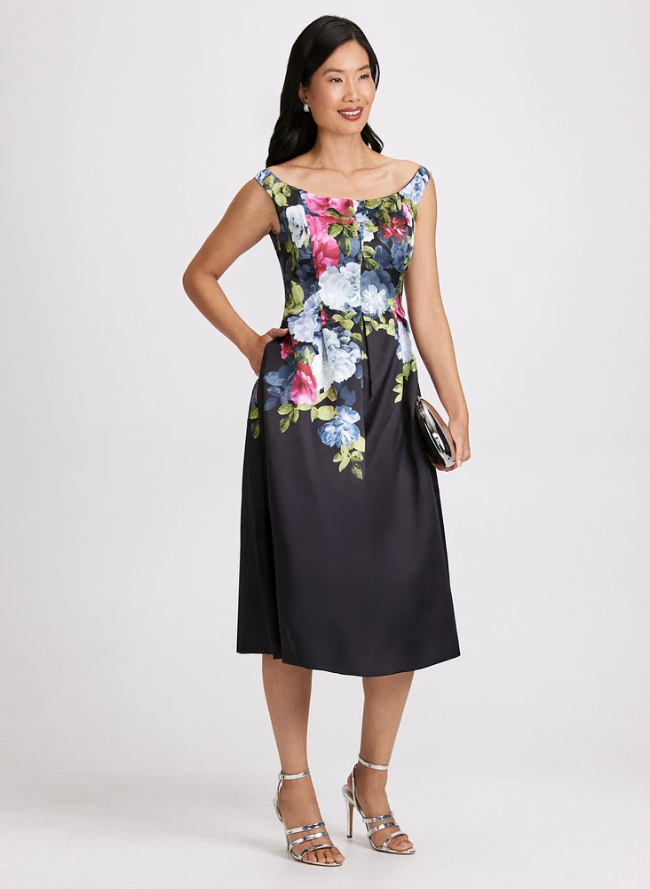 Floral Placement Print Dress