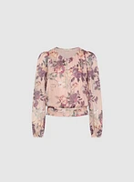 Floral Pleated Hem Blouse