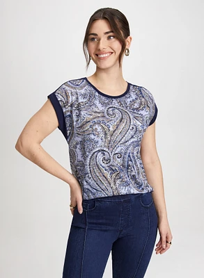 T-shirt paisley à manches capes