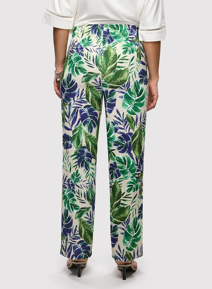 Palm Print Wide Leg Pants
