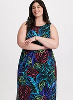 Leaf Print Maxi Dress