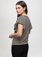 Striped Ruffle Sleeve T-Shirt