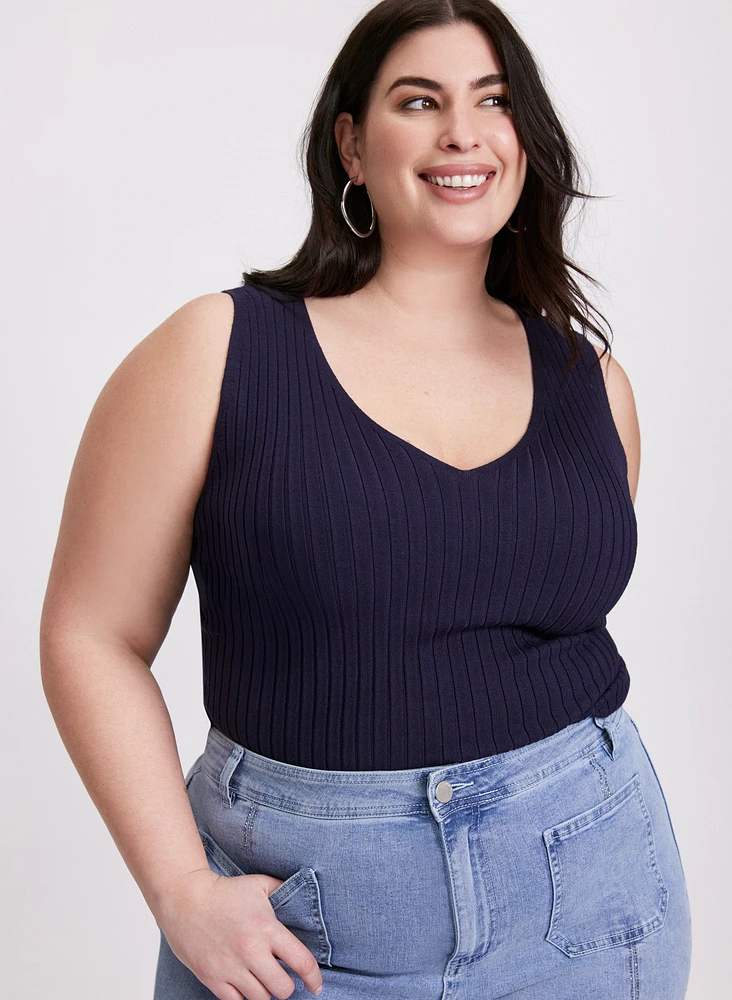 Sleeveless Ribbed Knit Sweater