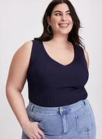 Sleeveless Ribbed Knit Sweater