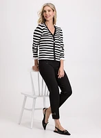 Striped Flared-Cuff Cardigan