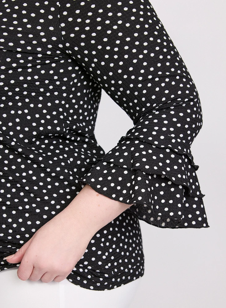 Polka Dot Bell Sleeve Top