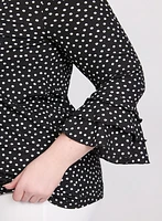 Polka Dot Bell Sleeve Top