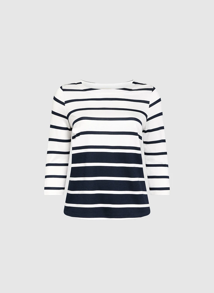 Striped Button Detail Top