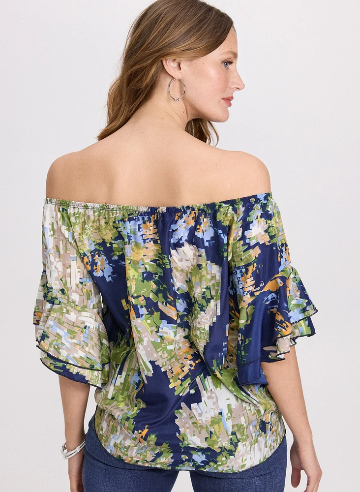Abstract Off-Shoulder Blouse