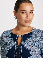 Paisley Print Keyhole Detail Dress