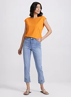 Embroidered Capri Jeans