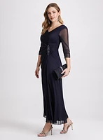 Sparkling Brooch Evening Dress