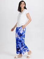 Olivia Leaf Print Wide-Leg Pants